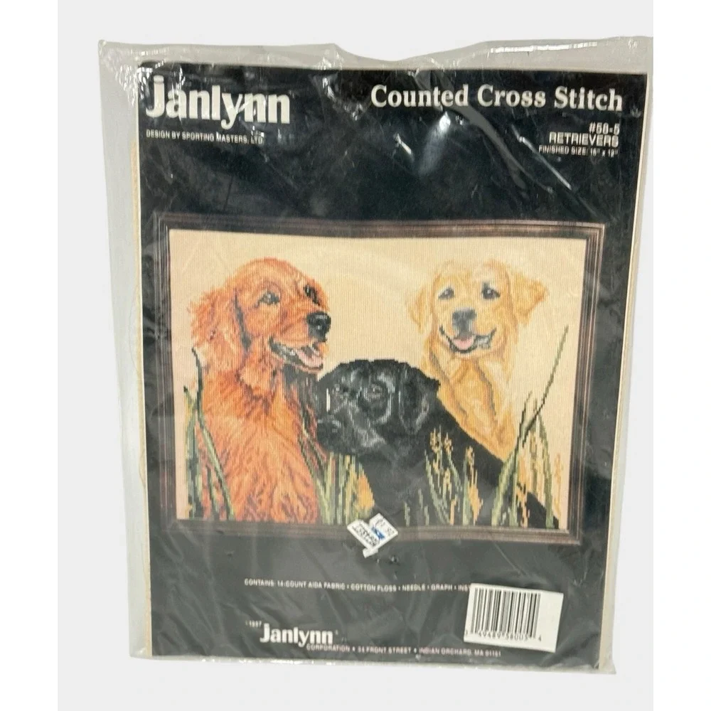 Janlynn Cross Stitch Kit Unisex OS Multi NEW 1987 Retrievers Dogs 58-5 VTG
